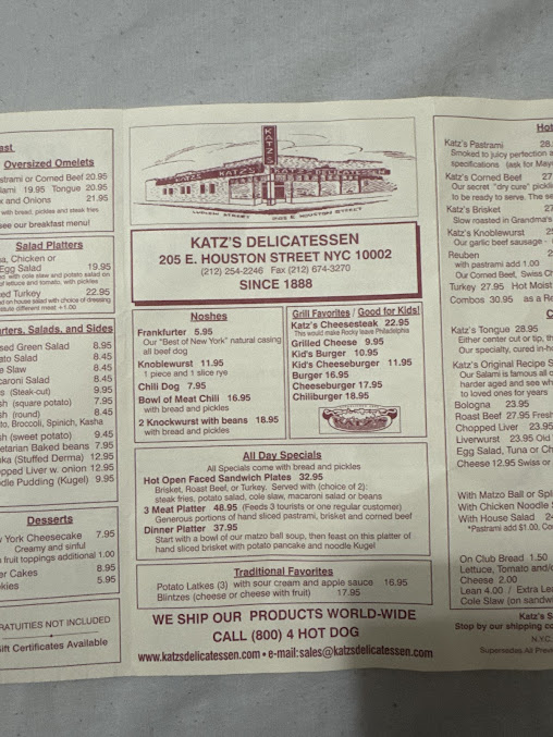 Menu Katz's Delicatessen - 9