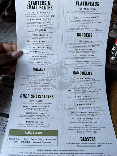 Menu Keg Social Orlando Dining Entertainment - 1