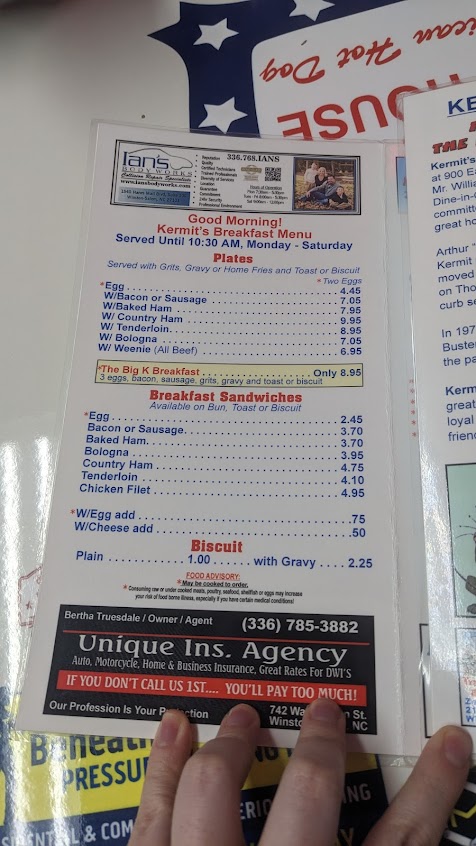 Menu Kermits Hot Dog House - 7