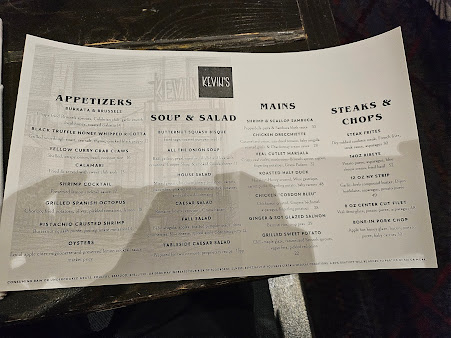 Menu Kevin's Bar & Restaurant - 1