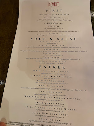 Menu Kevin's Bar & Restaurant - 3