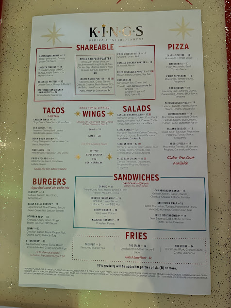 Menu Kings Dining Entertainment Orlando - 0