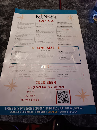 Menu Kings Dining Entertainment Orlando - 5
