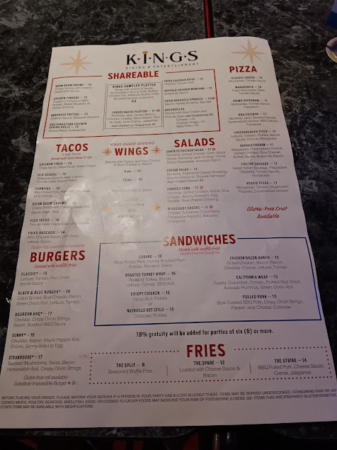 Menu Kings Dining Entertainment Orlando - 9