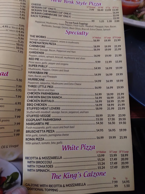 Menu Kings Pizza By Italian Bistro - 2