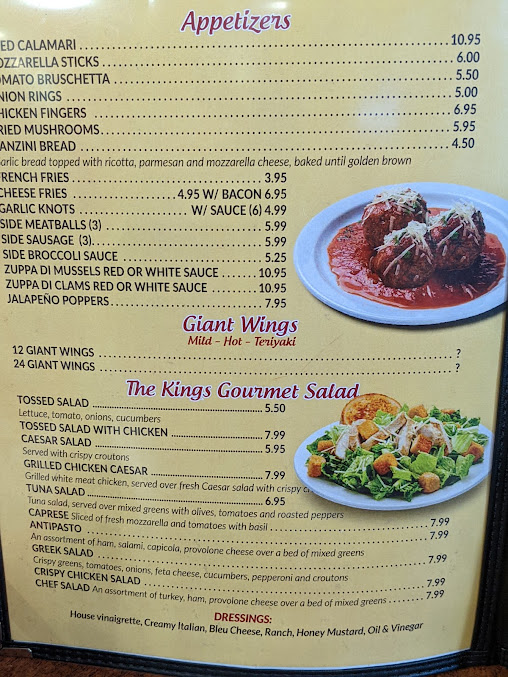 Menu Kings Pizza By Italian Bistro - 8