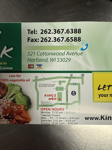 Menu Kings Wok Hartland Inc - 0