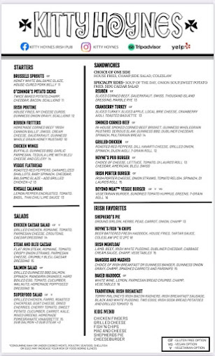 Menu Kitty Hoyne's Irish Pub - 1