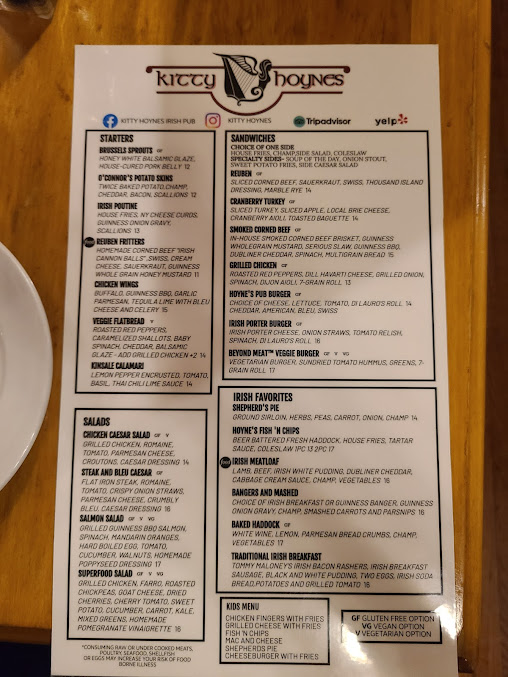 Menu Kitty Hoyne's Irish Pub - 7