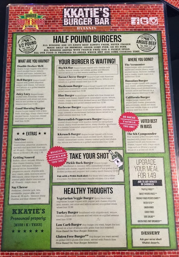 Menu Kkaties Burger Bar Hyannis - 8