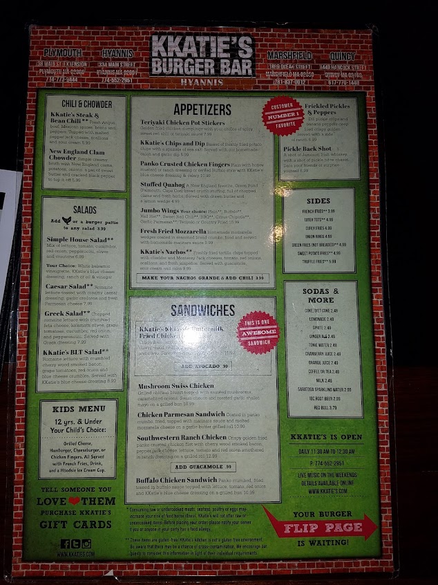 Menu Kkaties Burger Bar Hyannis - 9