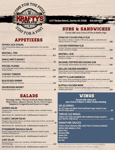 Menu Krafty's Pizza Pub - 0