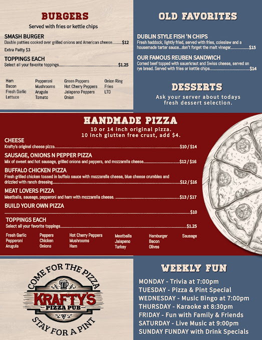 Menu Krafty's Pizza Pub - 1