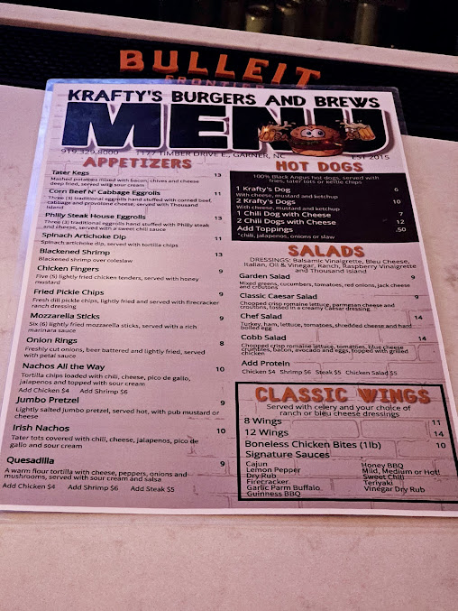Menu Krafty's Pizza Pub - 2