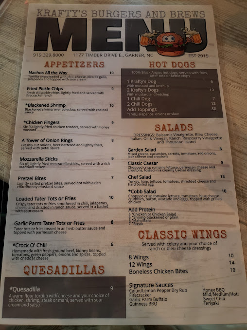Menu Krafty's Pizza Pub - 3