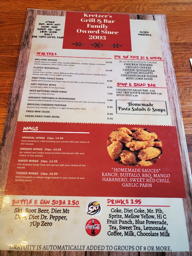 Menu Kretzers Grill And Bar - 3