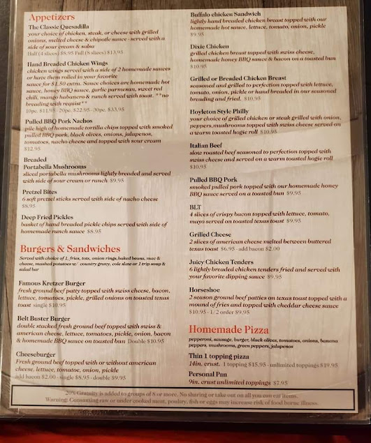 Menu Kretzers Grill And Bar - 9