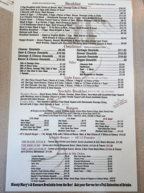 Menu Kt's Hayloft Saloon - 1