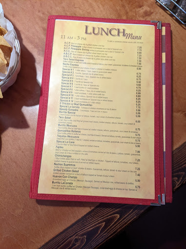 Menu La Carreta Mexican Restaurant Newport - 3