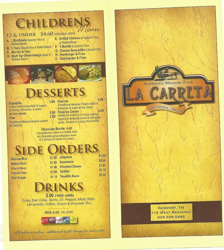 Menu La Carreta Mexican Restaurant Newport - 4