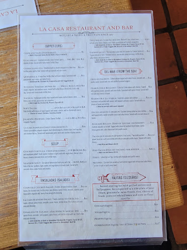 Menu La Casa Restaurant And Bar - 0