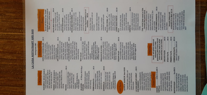 Menu La Casa Restaurant And Bar - 6