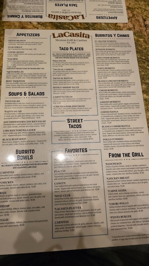 Menu La Casita Mexican Restaurant - 1
