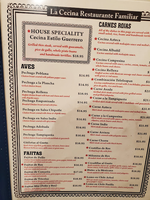 Menu La Cecina Restaurant Familiar 3 - 6