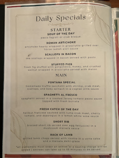 Menu La Fontana Coast - Sea Isle City - 7