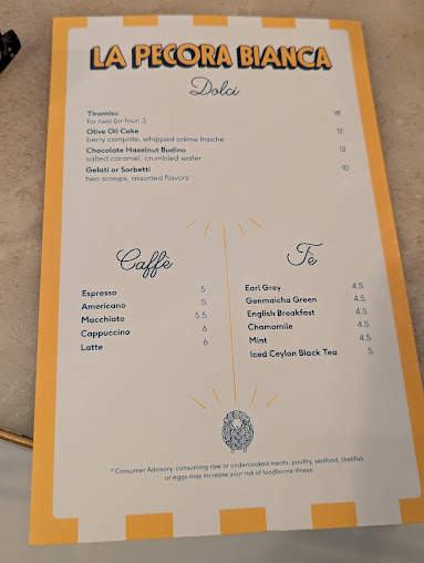 Menu La Pecora Bianca Soho - 4