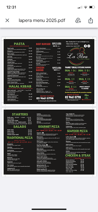 Menu La Pera Pizza Matraville - 5