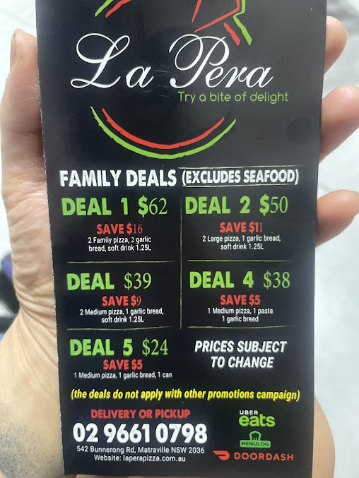 Menu La Pera Pizza Matraville - 7