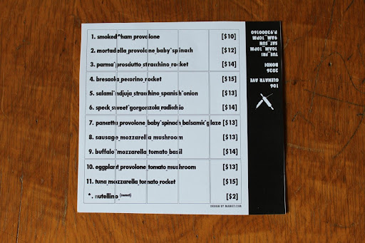 Menu La Piadina (Bondi Beach) Est. 2008 - 2