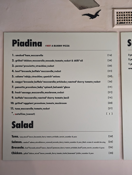 Menu La Piadina (Bondi Beach) Est. 2008 - 5