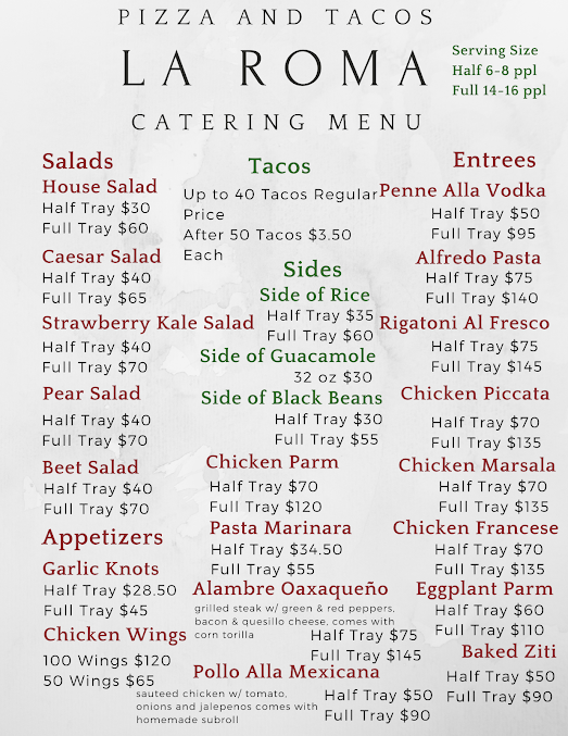 Menu La Roma Pizza & Tacos - 0