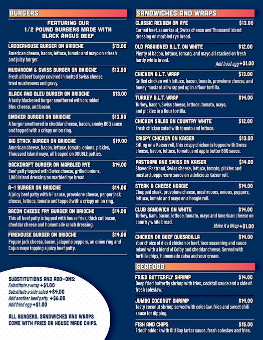 Menu Ladder House Bar Grill Inc - 0