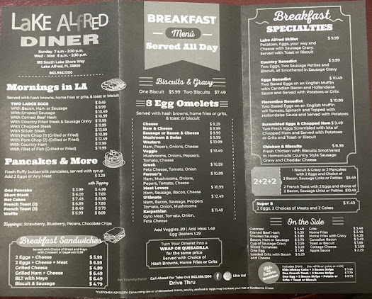 Menu Lake Alfred Diner Inc - 0