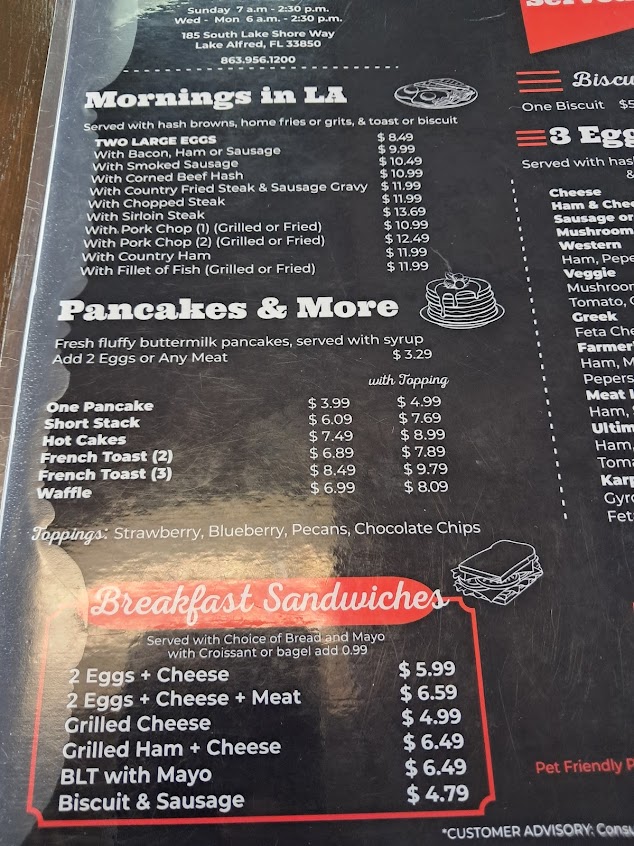 Menu Lake Alfred Diner Inc - 2