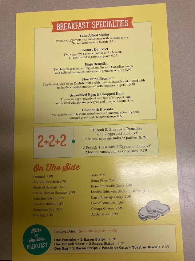 Menu Lake Alfred Diner Inc - 9