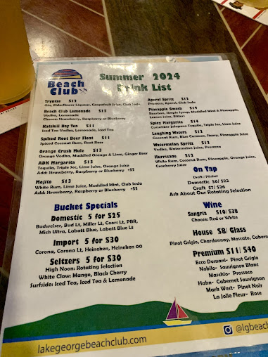 Menu Lake George Beach Club - 7