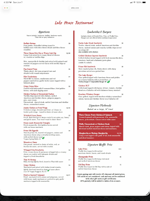 Menu Lake House Restaurant - 4