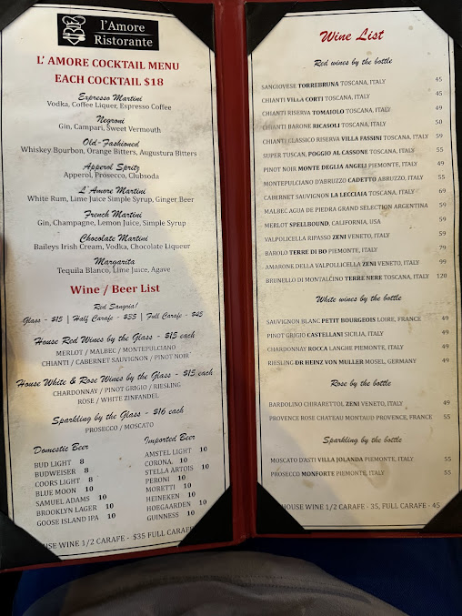 Menu L’amore Restaurant - 0