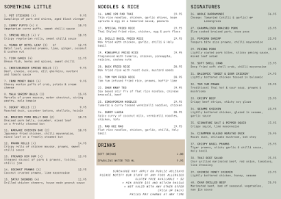 Menu Lane 198 | Thai And Asian Fusion Restaurant - 0