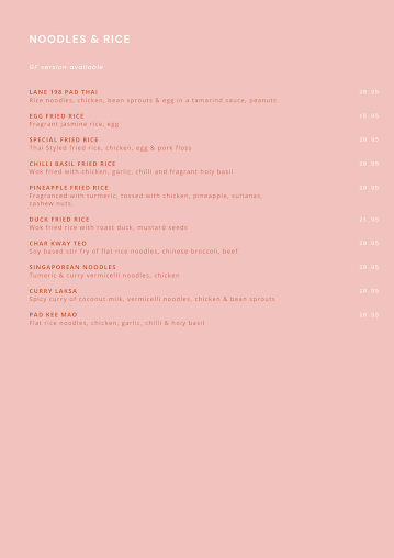 Menu Lane 198 | Thai And Asian Fusion Restaurant - 2