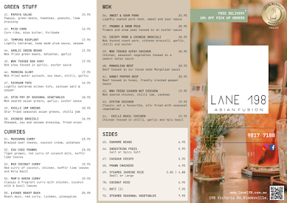 Menu Lane 198 | Thai And Asian Fusion Restaurant - 6