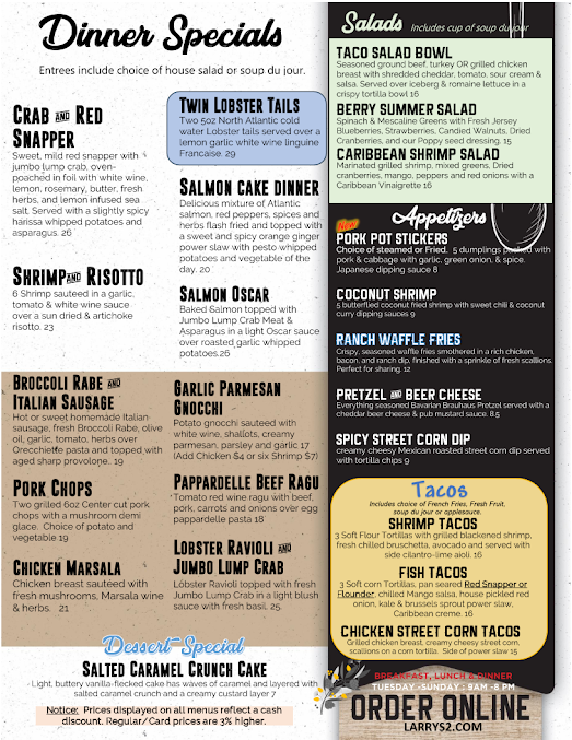Menu Larry's Ii Restaurant - 1