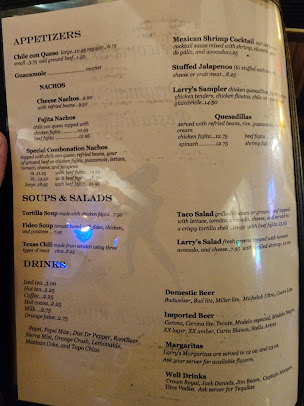 Menu Larry's Original Mexican Restaurant - 3
