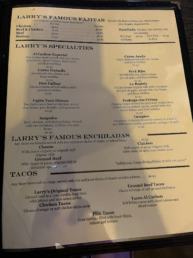 Menu Larry's Original Mexican Restaurant - 8