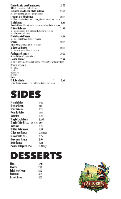 Menu Las Torres Mexican Restaurant - 2