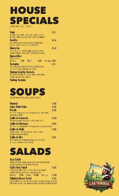 Menu Las Torres Mexican Restaurant - 3